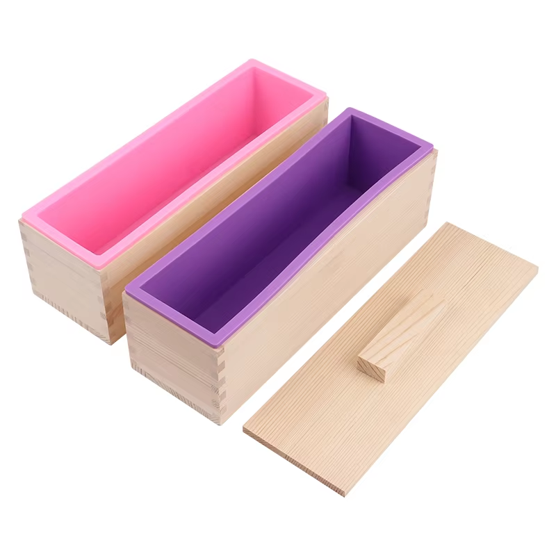 Soap Making Kit For Beginners - 1200ml Rechthoekige Siliconen Zeepvorm Houten Doos